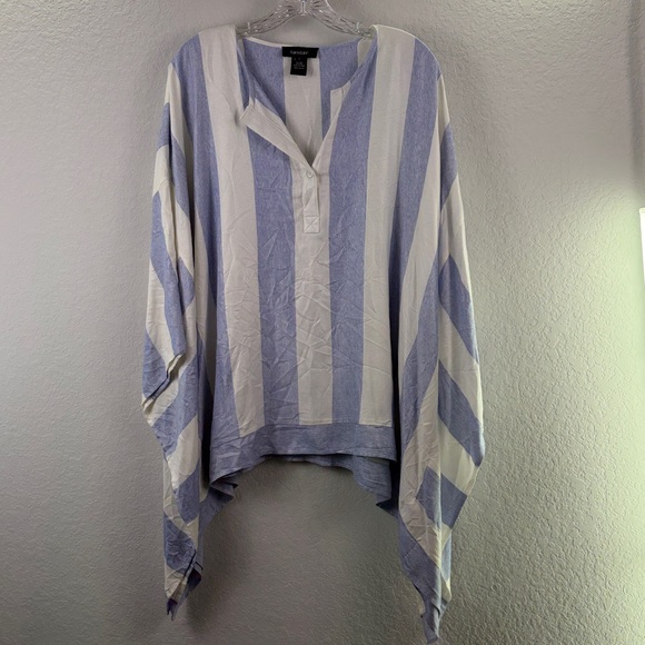 Karen Kane Light Blue and White Striped Oversized Poncho Small - Picture 4 of 7